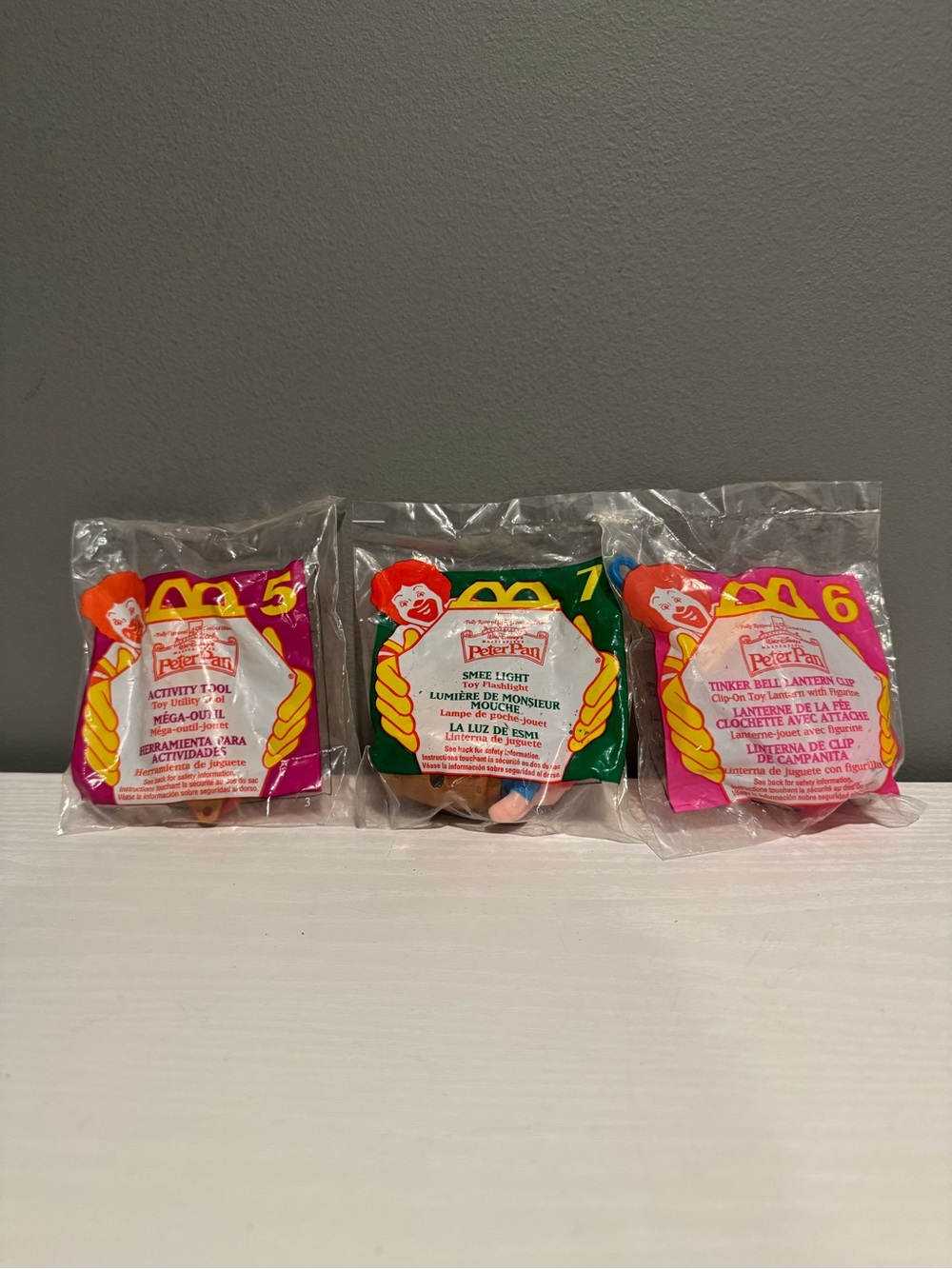 McDonald's Peter Pan Happy Meal Toys - Pink, Green and Yellow Accents